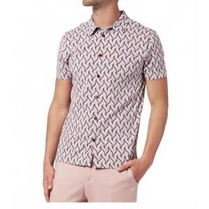 NEW 4FUNKYFLAVOURS this is hot short sleeve cotton shirt in maroon/ pink/ blue